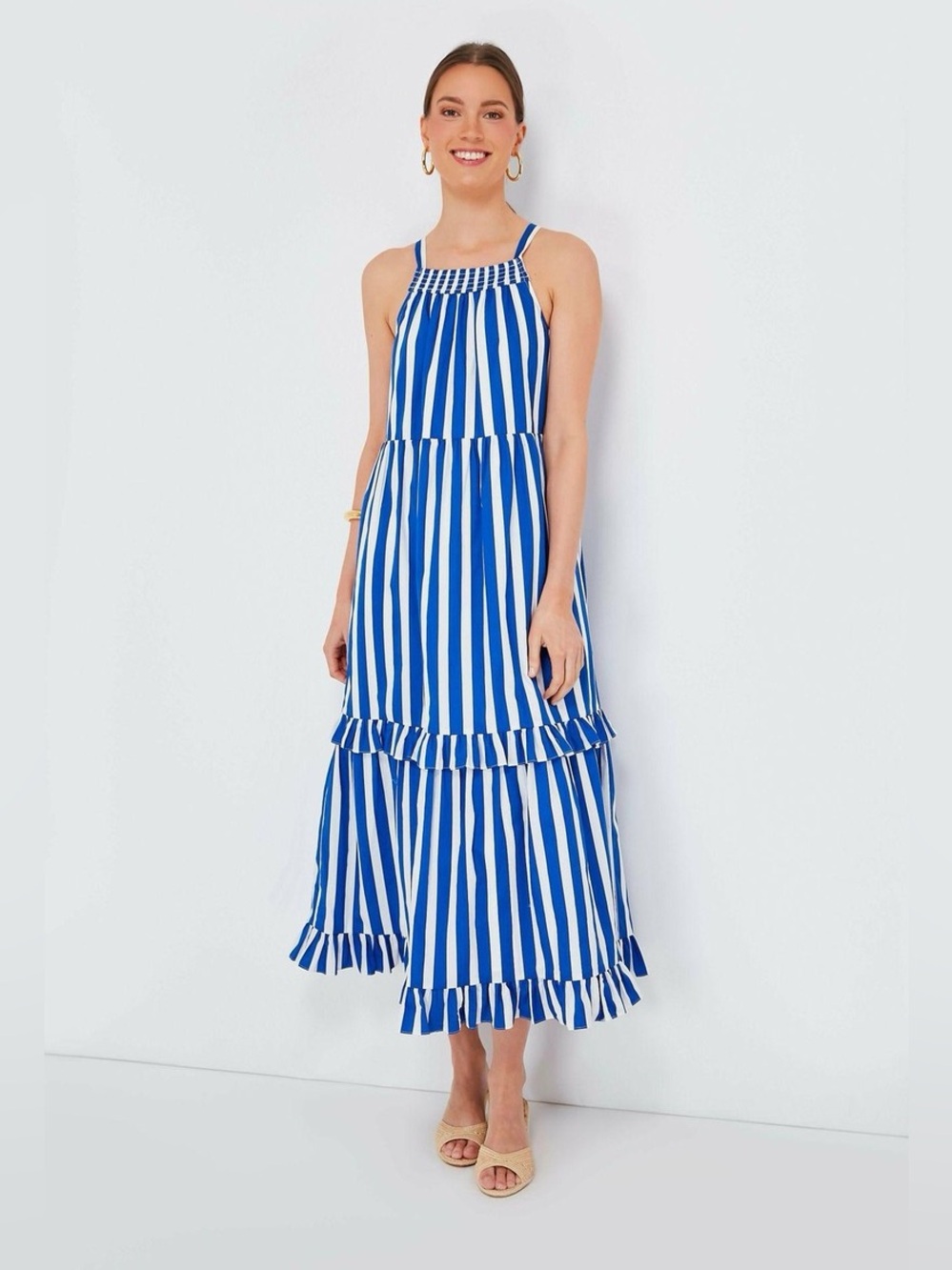 Pomander Place Tuckernuck Avondale Tiered Striped Maxi Dress Women’s size XL/XXL